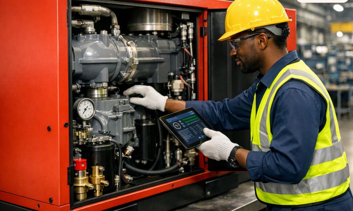 industrial engineer performing preventive maintenance